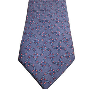Hermes 100% Silk Blue and Red Patterned Men's Tie 964 SA